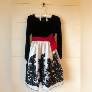 Bonnie Jean Long Sleeve Velvet Tulle Holiday Dress Girls 6